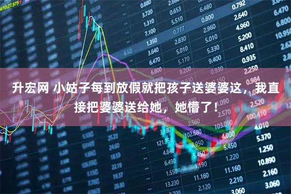 升宏网 小姑子每到放假就把孩子送婆婆这，我直接把婆婆送给她，她懵了！