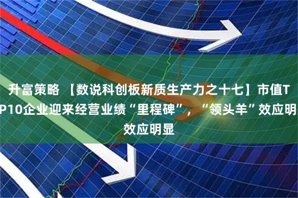 升富策略 【数说科创板新质生产力之十七】市值TOP10企业迎来经营业绩“里程碑”，“领头羊”效应明显